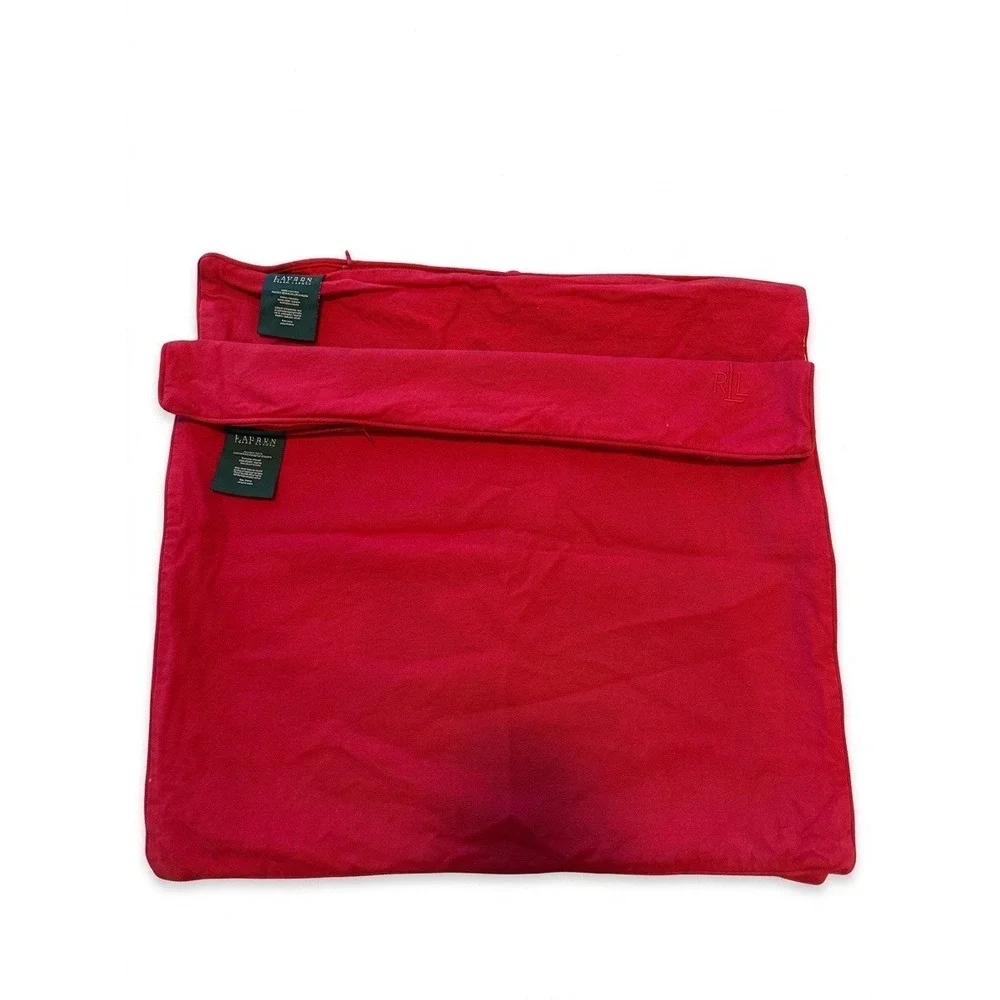 Lauren Ralph Lauren Pillowcase(s)Red Sz21x20' Embroidered Logo Cotton Decorative